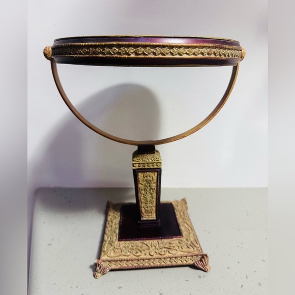 Vintage INDIA INK Rubbed Bronze Makeup Mirror With Stand 2-Sided Swivel 1X-5X - Picture 3 of 6